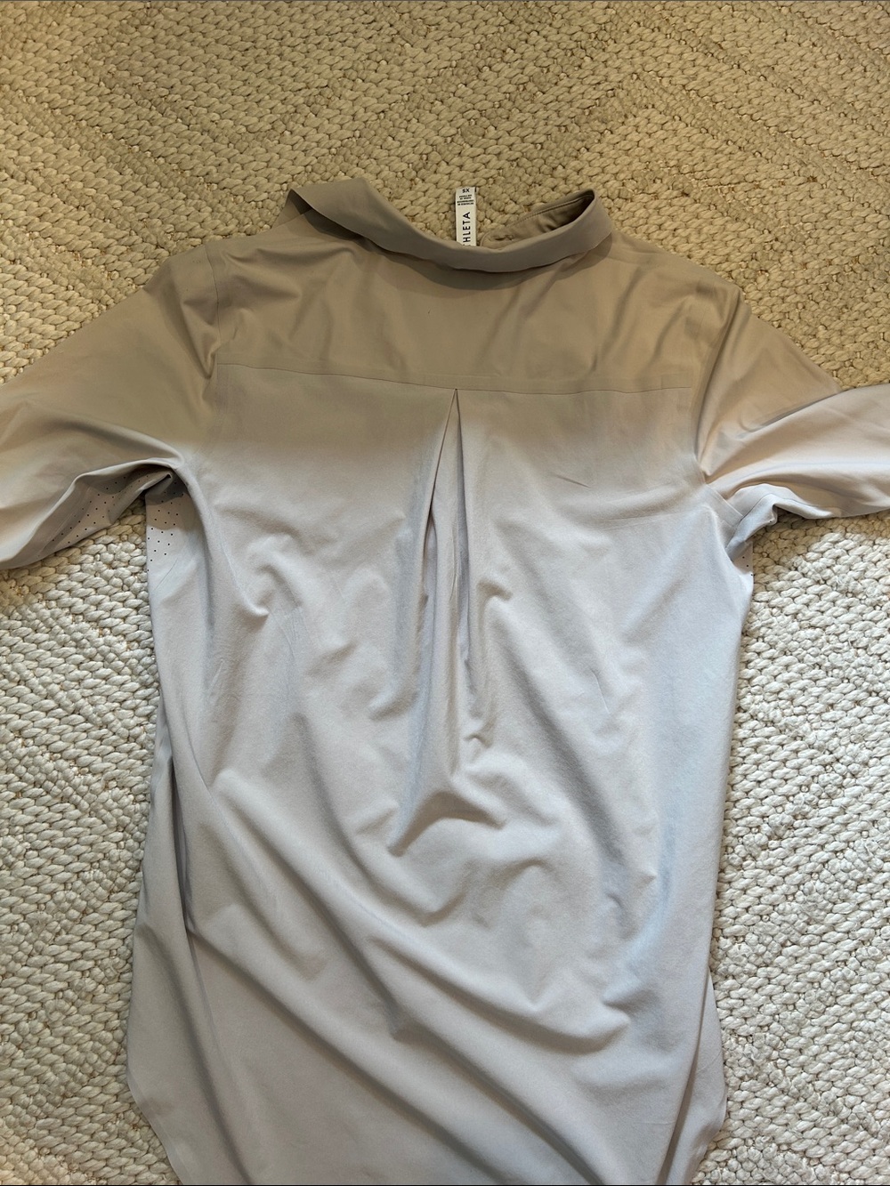Athleta Light Gray Longline Button-Down Shirt - Picture 4 of 4